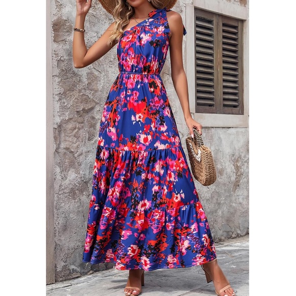 FINAL SALE 🤍PRETTY GARDEN floral knot one shoulder ruffle dress 🌷 - Picture 5 of 15